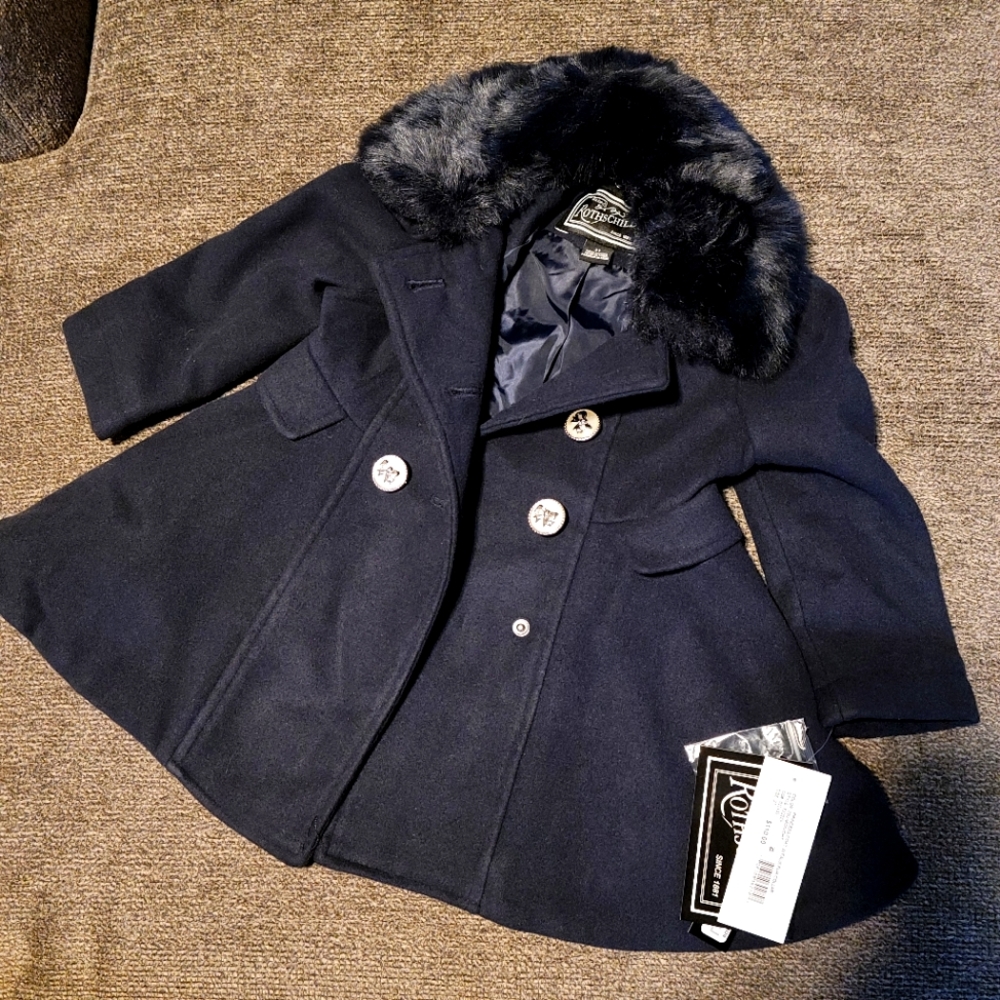 Rothschild Princess Pea Coat w/ Faux Fur Collar